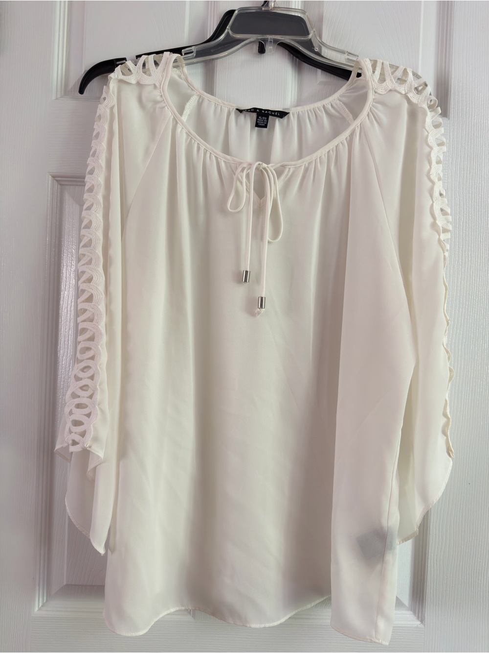 Zac & Rachel Ivory Lace-Trim Peasant Blouse